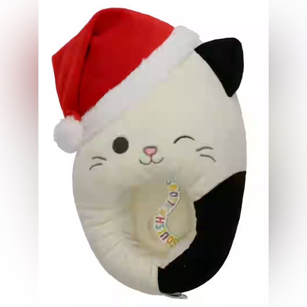 Squishmallow KellyToy Plush Slippers Cam the Cat Christmas santa hat woman 9-10